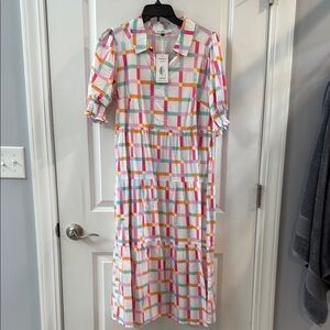 Pink Maxi Sundress with Puff Sleeves and Peter Pan Collar